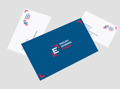 ELC Bus Card blue business card card center centered corner english learning mockup visit card