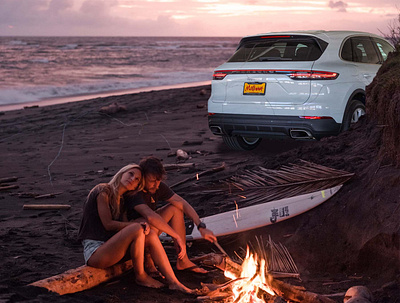 Branding beach branding ca car couple design design layout fire graphic design porche sunset