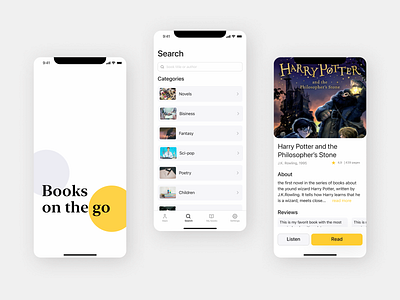 Online Book Reader App app design typography ui