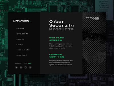 Cyber Security Company Website bitmap creative cyberpunk cybersecurity darknet design onepage security ui website design