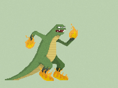 Gwaaaah! dinosaur fire monster photoshop pixel pixel art