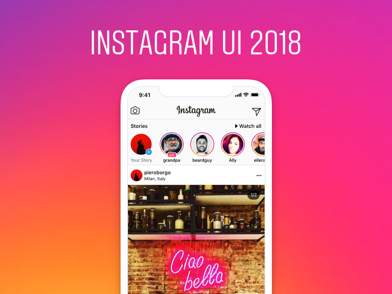 Instagram UI 2018 - Figma + Sketch freebie social network ui instagram free download freebie sketch