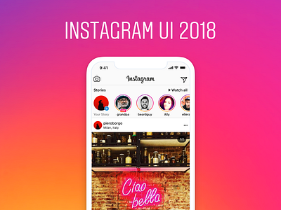 Instagram UI 2018 - Figma + Sketch freebie