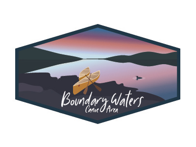 BWCA Sticker 1 badge boundary waters bwca canoe illustration illustrator loon paddle rocks sticker sunset vector