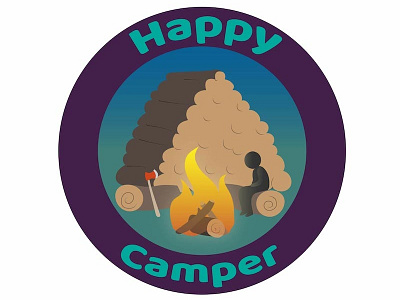 Happy Camper award ax badge camping fire game log video game win wood