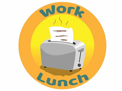 Working Lunch badge breakfast grill lunch paper toast toaster video game yellow