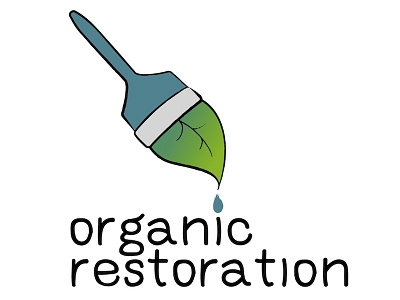 Organic Restoration Logo branding illustrator leaf logo natural organic paint restoration teal