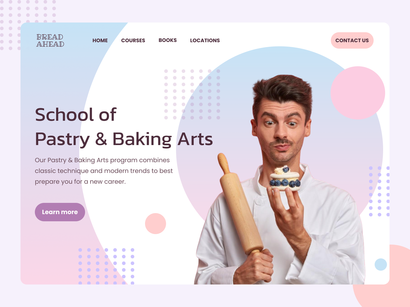 Home screen site for Pastry School by Sofya Beloshapka on Dribbble