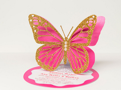 Handmade Sparkling Butterfly Christening Invitation cards christening invitation design handmade invitation