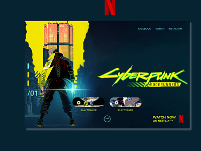 Cyberpunk Netflix Promo - UI Practice branding cyberpunk design edgerunners graphic design illustration mobile netflix promo typography ui ux vector