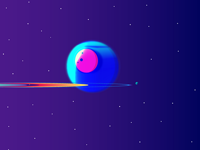 Saturn rings and the moons astronomy colour gradient illustration moon saturn sky space