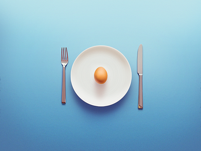 Repro blue clean egg food fork knife light minimal minimalism plate
