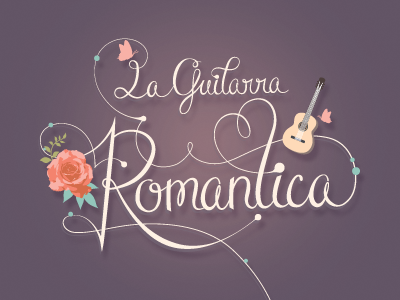 La Guitarra Romantica guitar lettering script vintage