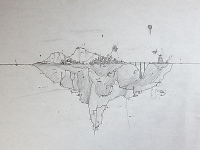 Island City Sketch doodle island pencil sketch
