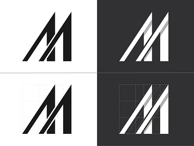 M Grid gridding letter logo logotype m