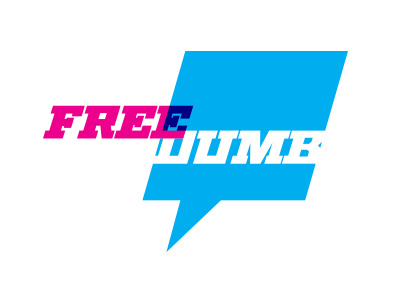 FreeDumb wordmark political speech bubble word play