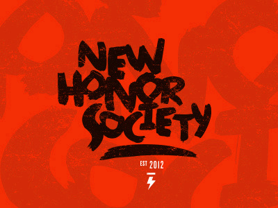 New Honor Society word mark 2 distressed hand drawn typography orange stamp