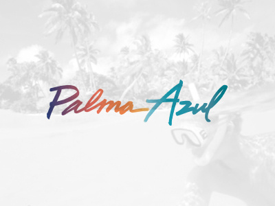 Palma Azul calligraphy gradient hand drawn ocean script