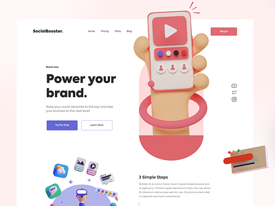 Social Booster branding clean creative design graphic design illustration interface ui webdesign