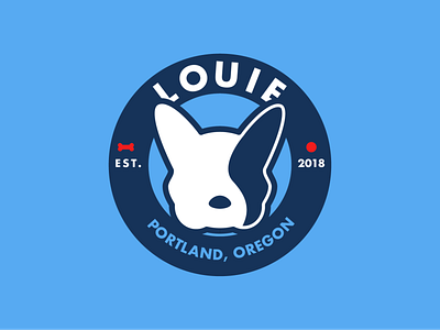 Louie badge flat frenchie logo pet