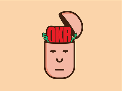 OKRs on my mind bald character flat illustration illustration open mind person
