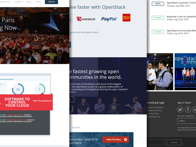 OpenStack home page by Wes Wilson on Dribbble