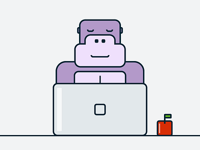 Gorilla in a zone gorilla illustration lines purple rectangle