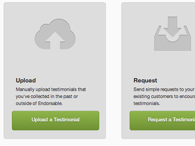 Endorsable - Add Testimonial options buttons clean css cloud green inbox simple ui ui design upload ux web