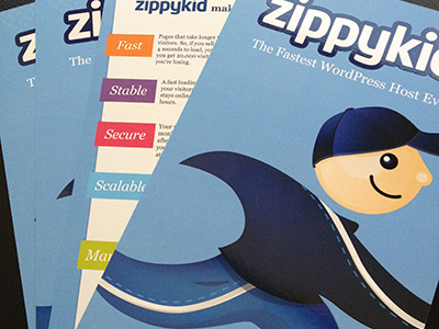 ZippyKid brochure blue brochure mascot postcard print print design