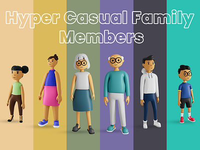 Hyper Casual Family Members 3d 3d model characters characters design children family father full family game games grandma grandpa hyper casual characters hyper casual game hyper game mammy memmbers model mother sister