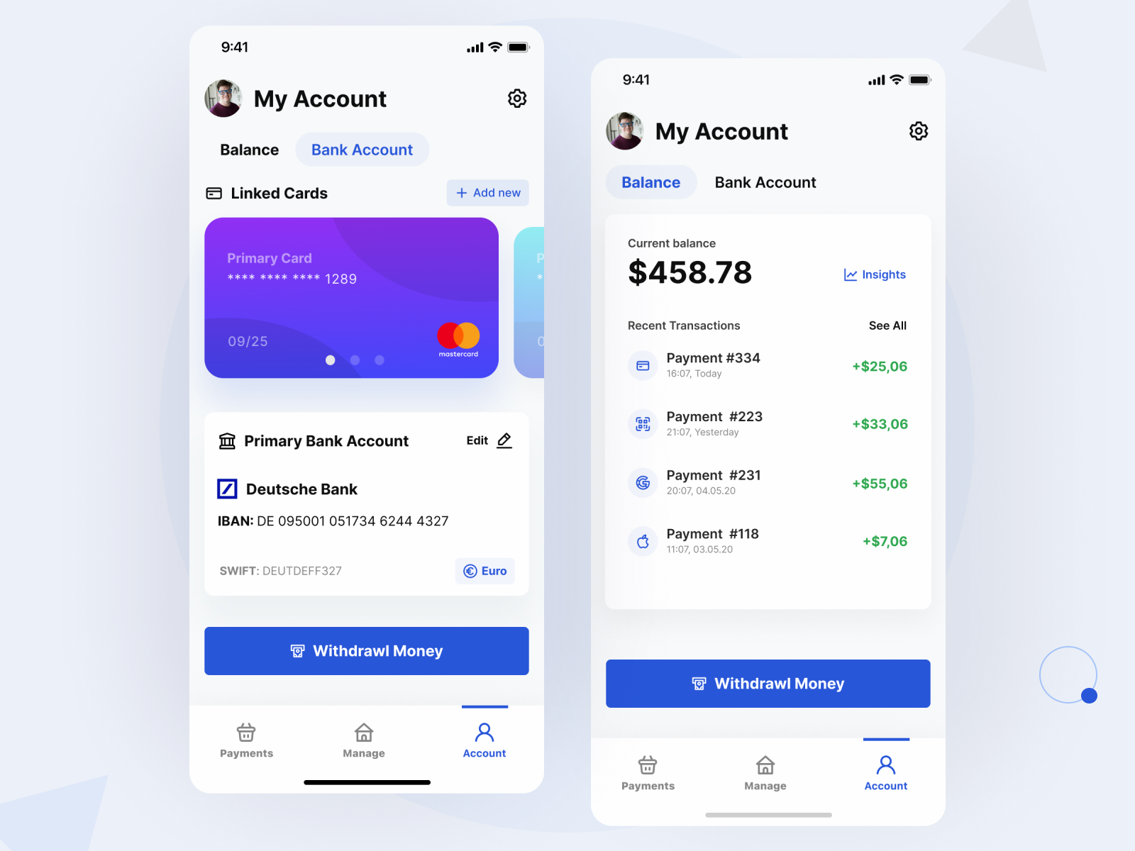 Outpay - My Account - Light Mode by Christian Ilchev on Dribbble