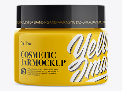 Download Glossy Cosmetic Jar Mockup Front View By Amishka On Dribbble Yellowimages Mockups