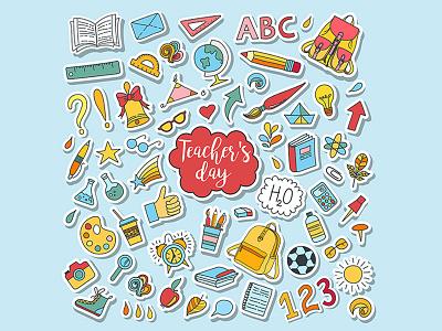 Stickers for school by Amishka on Dribbble