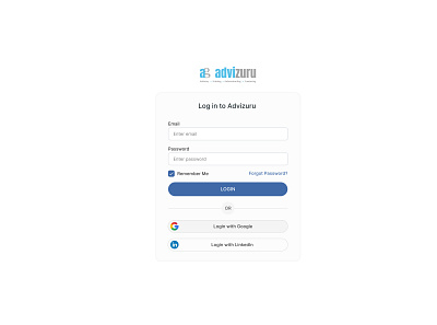 Advizuru Login Page