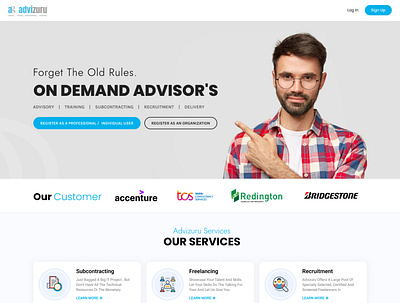 Home Page Advizuru graphic design logo ui