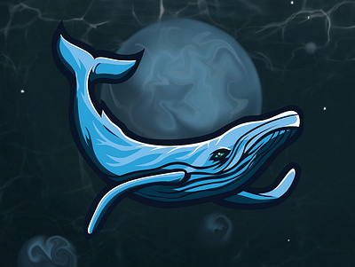 Whale adobe avatar bright colorful creature dark esports graphic illustrator logo ocean life sea whale