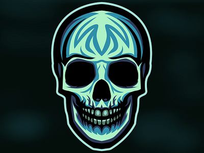 Radioactive skull cool fantasy interesting skull spooky vector