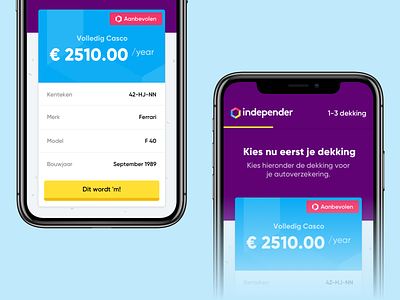 Independer — App Concept Exploration app design checkout insurance mobile application payment price pricing settings wizard