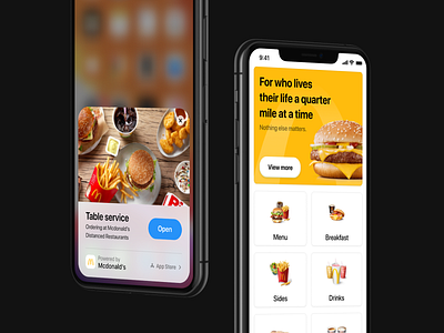 Distanced Restaurant App Clip Experiment app clip cart delivery app food and drink food order food restaurant app ios 14 mcdonalds mobile app design order table service