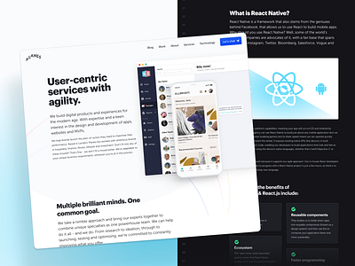 London-based Product Development Studio Services agency branding components corporate creative marketing website react native service overview page studio