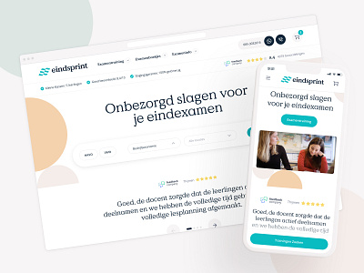Eindsprint — Carefree passing your final exam! circles digital branding educational filter homepage illustration landing page marketing one pager rating searchfield storybrand