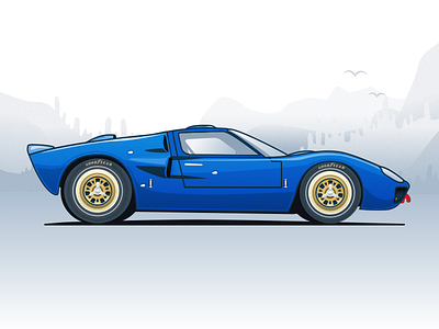 Nº1 Illustration — Ford GT40 car clean illustration illustration car race car sketch sports car ui ux