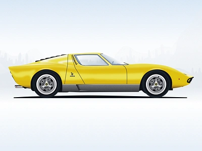 Nº2 Illustration — Lamborghini Miura 1969 car clean illustration illustration car lamborghini race car sketch sports car ui ux