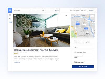 deHuyskamer — Room Detail clean map minimal side panel sidebar slider students ui ux webapp