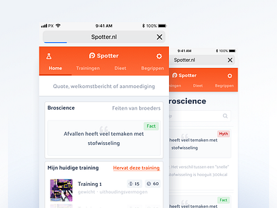 Spotter — The Gym Guide app dashboard fitness fitness app gym list menu bar orange ui webapp