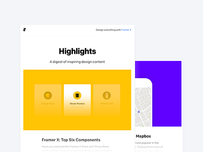 Framer — Email Marketing component design email emails framer map mapbox store ui yellow