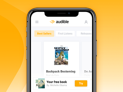 Mobile landingspage concept — Audible audible concept ios iphone iphone x message modal re design shadow website