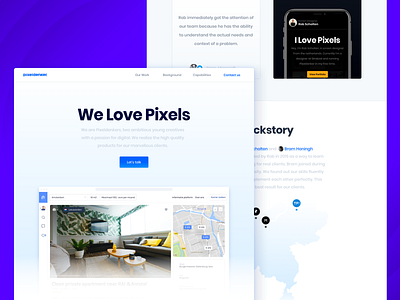 The all new Pixeldenker website 💙 blue navigation one page portfolio showcase web webdesign website work