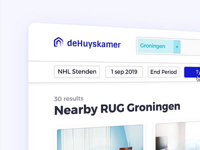 deHuyskamer — Search Motion animation booking design system landings page motion motion design real estate real estate landingspage search web application