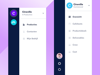 ProductionKit — Navigation dashboard design menu menu icon navigation profile purple user interface settings side bar sidebar